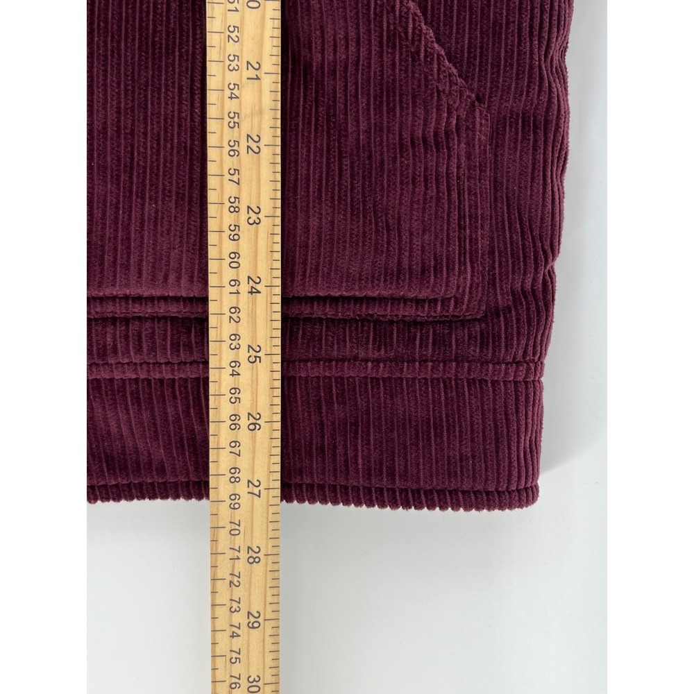Levi Strauss Corduroy Puffer Jacket Mens Medium Burgundy Hooded Sherpa LM2RC416 - Picture 6 of 8